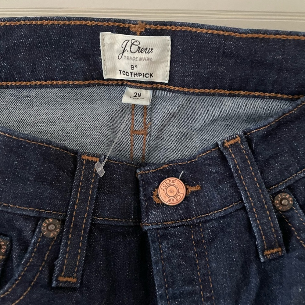NWOT J. Crew 8” Toothpick Jeans Dark Blue - Picture 3 of 3